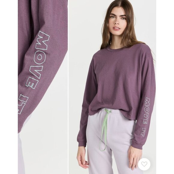 NWT MOTHER DENIM Women's Sz XS Move It Twister Crop L/S Shirt Flint Purple $105 - Picture 6 of 6